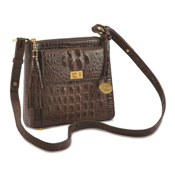 SMALL CROSSBODY CROC BROWN - Leather Shoulder Bag – GRAFEA Brown Leather Croc Texture Brown Organizer Crossbody hand bag purse wallet